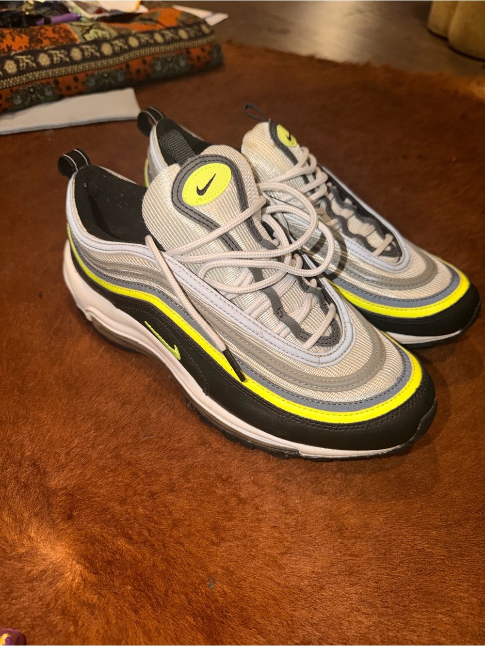 Nike Men's Sneakers - Gray, Black & Neon Yellow Accent